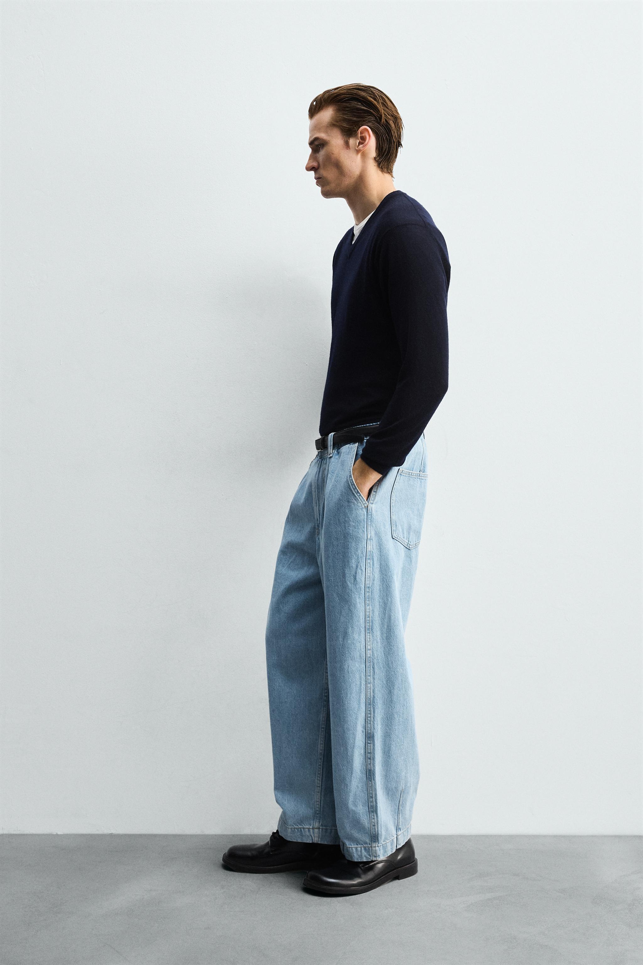 PANTALON DENIM CHINO COUPE AMPLE À PLIS
